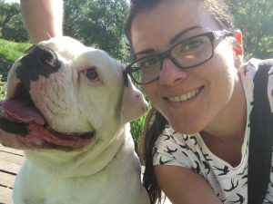 tigriscsíkos-foltos amerikai bulldog kan